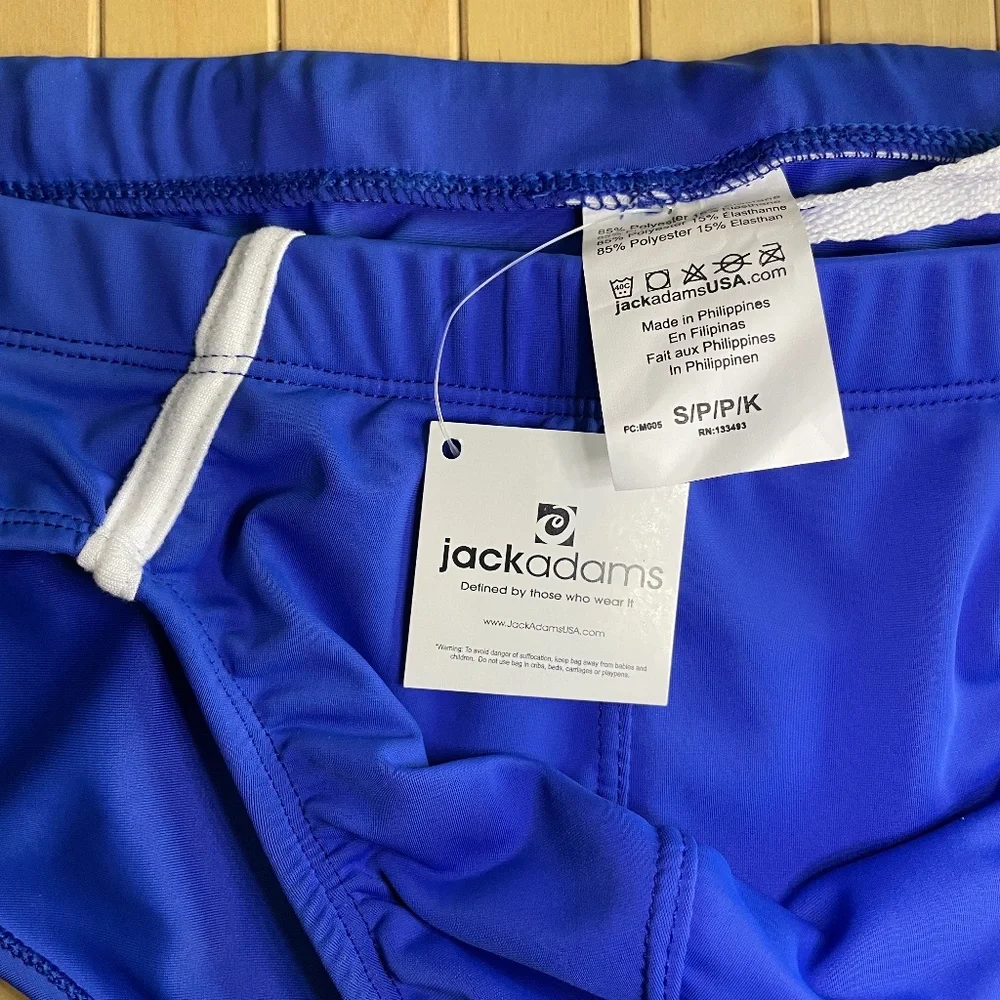 Men's Royal Blue Swim Briefs with White Drawstring